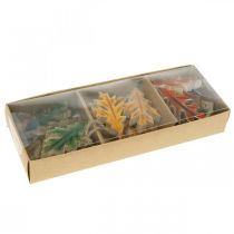 Article Feuilles décoratives en bois pour accrocher une décoration d'automne colorée 6,5 × 4 cm 12 pcs