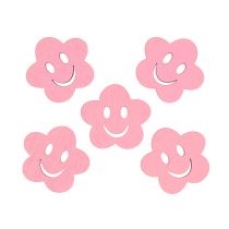 Fleur en bois rose avec visage  2,5 cm 48 p.