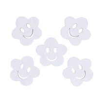 Article Fleur en bois avec visage blanc 2,5 cm 48 pcs