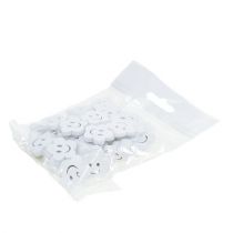 Article Fleur en bois avec visage blanc 2,5 cm 48 pcs