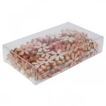 Article Fleurs en bois fleurs de décoration dispersées bois orange/rose/blanc 2cm 144 pcs