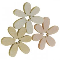 Article Fleurs en bois parsemer décoration fleurs bois orange/rose/blanc 2cm 144p