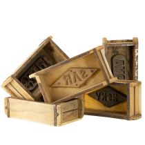 Article Décoration en bois vintage en forme de brique marron, rouille 31×14,5cm H9cm