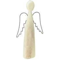 Article Ange en bois naturel ange gardien figurine en bois moderne H27,5cm