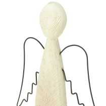 Article Ange en bois naturel ange gardien figurine en bois moderne H27,5cm