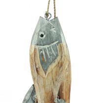 Article Cintre poisson en bois gris argenté avec 5 poissons bois 15cm