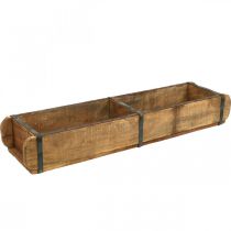 Article Jardinière en bois avec ferrures en métal, forme double brique, jardinière vintage L57cm