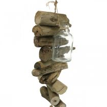 Déco guirlande bois flotté avec verres décoration murale maritime 70cm