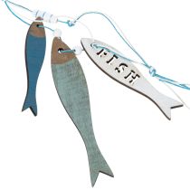 Article Cintre en bois poisson bleu 36cm 4 pcs