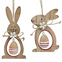 Lapin De Pâques En Bois à Suspendre - 24 Pendentifs Lapins + 12 Oeufs Dans Boîte En Bois