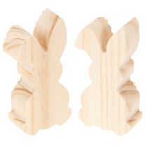 Article Décorations de Pâques en bois, lapins jaunes et oranges, 4 x 8 cm, lot de 6