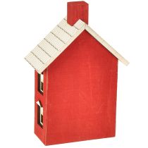 Article Maison en bois lumineuse Rouge et blanc Pour batterie H19;5cm