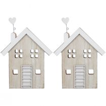 Article Set de 2 maisons en bois décoratives avec cheminée en forme de cœur - 20 cm