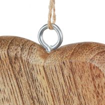 Article Coeur décoratif en bois à suspendre naturel 7cm 12 pcs