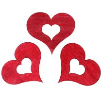 Article Coeur en bois à saupoudrer rouge 4cm 72 pcs