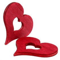 Article Coeur en bois à saupoudrer rouge 4cm 72 pcs