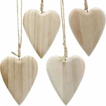 Article Coeurs en bois à suspendre naturel 10cm 4pcs