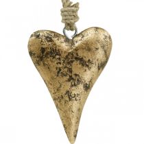 Coeur en bois effet or, Saint Valentin, décoration mariage 10×7cm