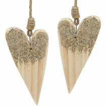 Article Coeur en bois pailleté à suspendre 18 cm x 10 cm 2 pièces