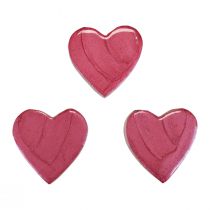 Article Coeurs en bois coeurs décoratifs rose brillant décoration dispersée 4,5 cm 8pcs