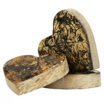 Article Coeurs en bois coeurs décoratifs effet brillant or noir 4,5 cm 8 pcs