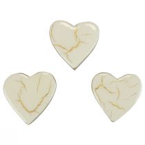 Article Coeurs en bois coeurs décoratifs or blanc brillant craquelé 4,5cm 8pcs
