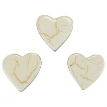 Article Coeurs en bois coeurs décoratifs or blanc brillant craquelé 4,5 cm 8 pcs