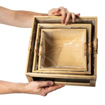 Article Set de trois caisses en bois avec tableau noir et insert – 30 cm, 25 cm, 21 cm