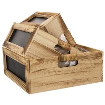 Article Set de trois caisses en bois avec tableau noir et insert – 30 cm, 25 cm, 21 cm