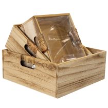 Article Set de trois caisses en bois avec tableau noir et insert – 30 cm, 25 cm, 21 cm