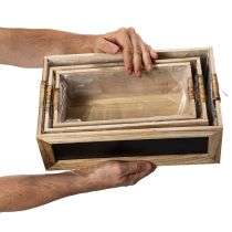Article Ensemble de 3 caisses en bois avec tableau noir, tailles assorties, 36 cm