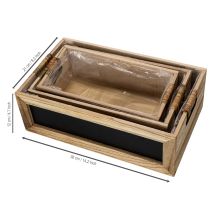Article Ensemble de 3 caisses en bois avec tableau noir, tailles assorties, 36 cm