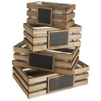 Article Caisse en bois avec planche, bac à plantes 40/35/30/25cm lot de 4