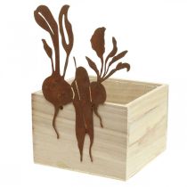 Article Boite à plantes bois décor rouille cache pot végétal 17×17×12cm