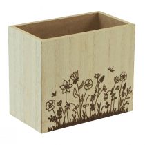 Article Boîte en bois porte-stylo organisateur de bureau naturel 14×8×12cm