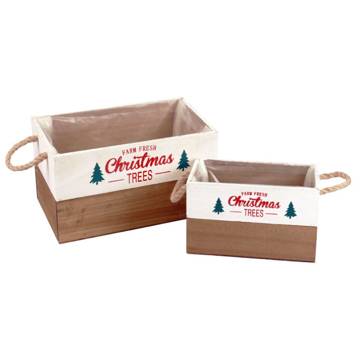 Jardinière en bois caisse rectangulaire en bois L25/35cm lot de 2