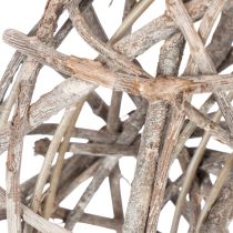 Article Couronne décorative en bois naturel et blanc Ø30 cm H9,5 cm