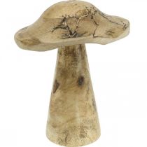 Champignon en bois avec motif décoration en bois champignon naturel, doré Ø12.5cm H15cm