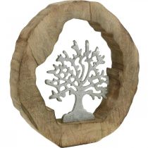 Déco sculpture arbre dans un anneau en bois décoration de table à poser 22×21×4cm