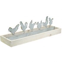 Tablette en bois avec figurines métalliques Ccoqs 46cm