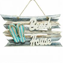 Panneau en bois « Beach House » décoration maritime à suspendre 46×5×27cm
