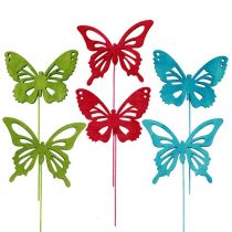 Article Papillon en bois avec fil de couleurs assorties. 8cmx6cm L28cm 18 pièces