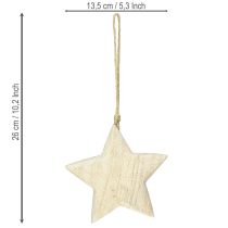 Article Étoile en bois, décoration de Noël en bois naturel, Ø13,5 cm