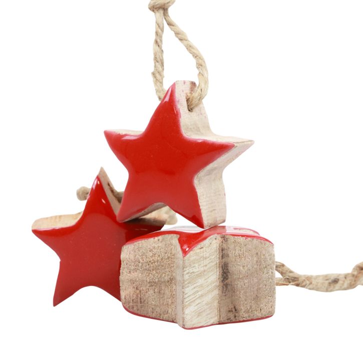 Article Étoiles en bois décorations pour sapin de Noël rouge, étoiles décoratives naturelles 5cm 24pcs