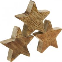 Article Étoiles en bois dispersées décoration étoile Noël brillant naturel H5cm 12 pcs