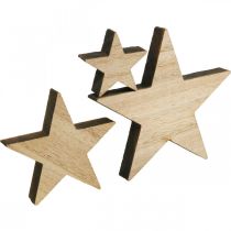 Étoiles en bois saupoudres déco nature Noël 3/5/7cm 29p