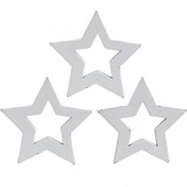 Article Étoiles en bois décoration dispersées étoiles de Noël blanc 3cm 72pcs