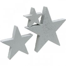 Article Décoration d&#39;étoiles en bois décoration à disperser Noël gris 3/5/7cm 29 pcs