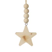Article Décorations étoiles en bois avec cordelette et perles naturelles 8×8×1 cm – Lot de 6