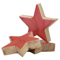 Article Décoration étoiles en bois Décoration de Noël étoiles rose brillant Ø5cm 8pcs